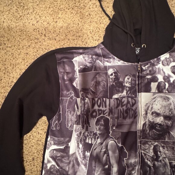 Vintage Like The Walking Dead Collage Black Zip up Hoodie (Men's 2XL) - Picture 7 of 16